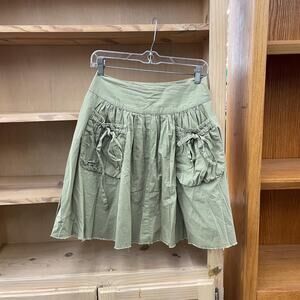 y2k vintage 2000's green cotton midi skirt fairy grunge gorpcore | size S